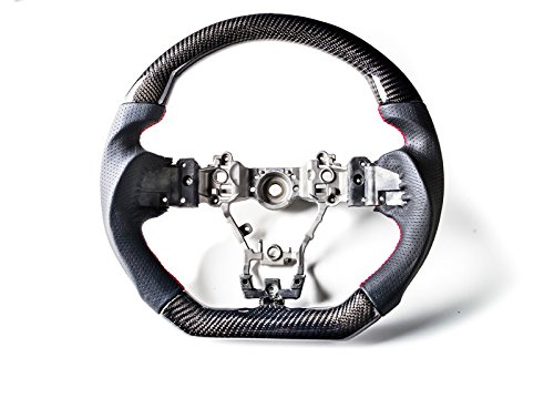 Amazon | カーボンファイバー ステアリングホイール レッドレザー